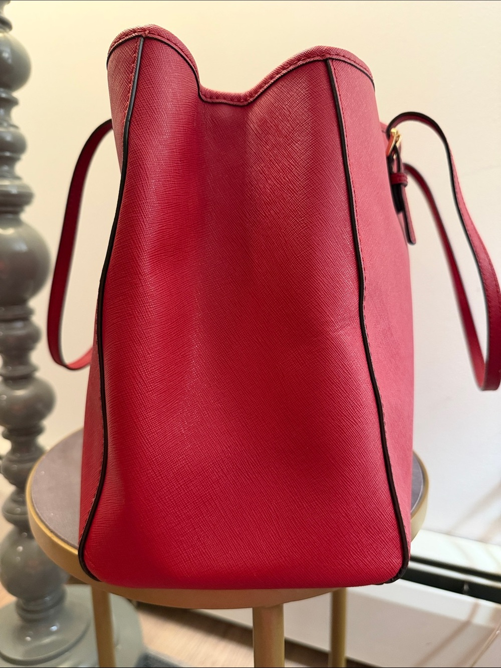 Michael Kors Crimson Saffiano Leather Tote with Gold Hardware - Picture 6 of 10